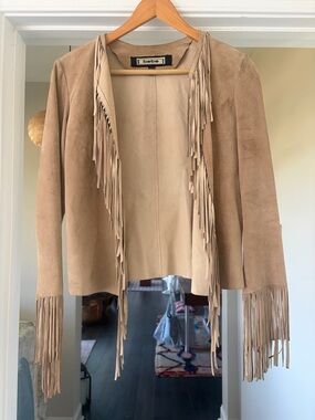 BEBE Fringe Jacket 100% Genuine Leather